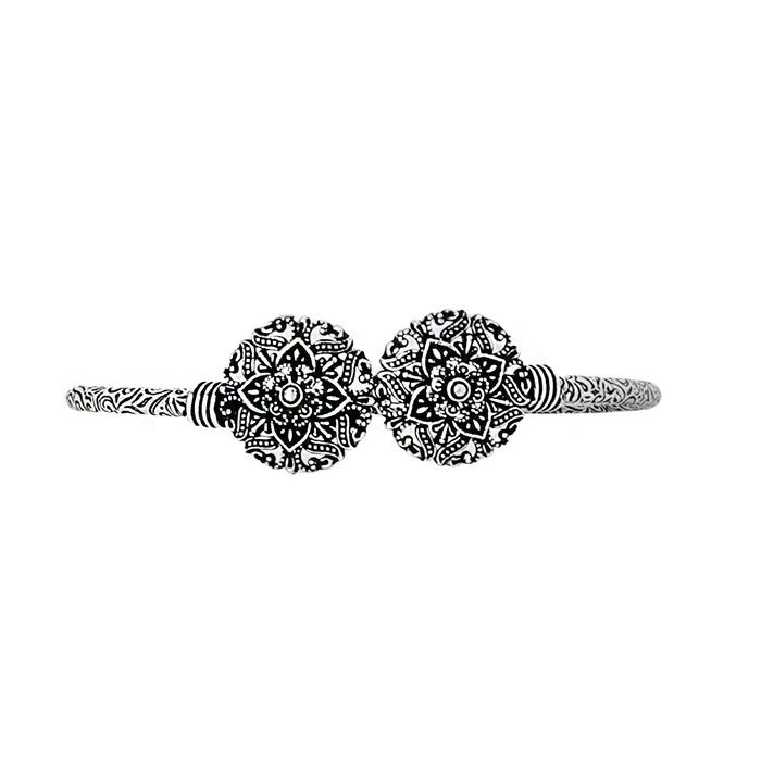 Teejh Bracelets Teejh Akansha Silver Oxidised Floral Bracelet Teejh Bracelets Teejh Akansha Silver Oxidised Floral Bracelet