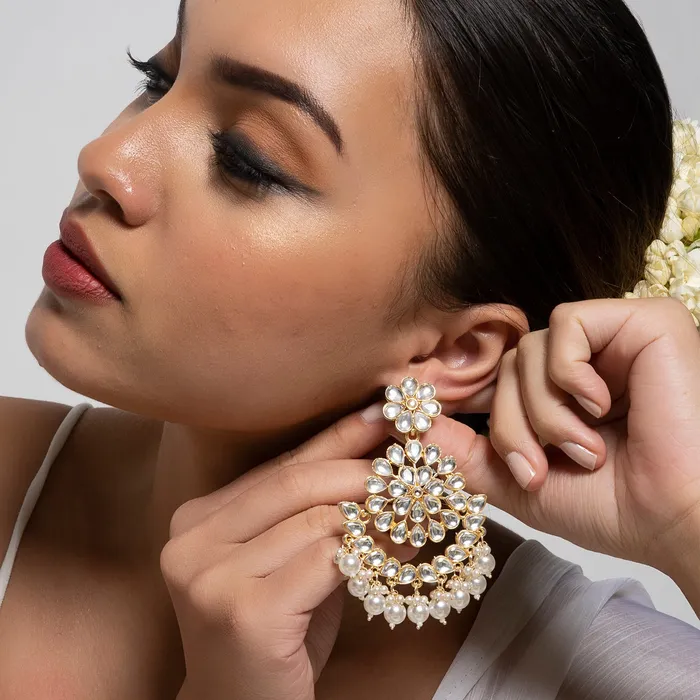 Teejh Earrings Teejh Raima Pearl and Polki Earring