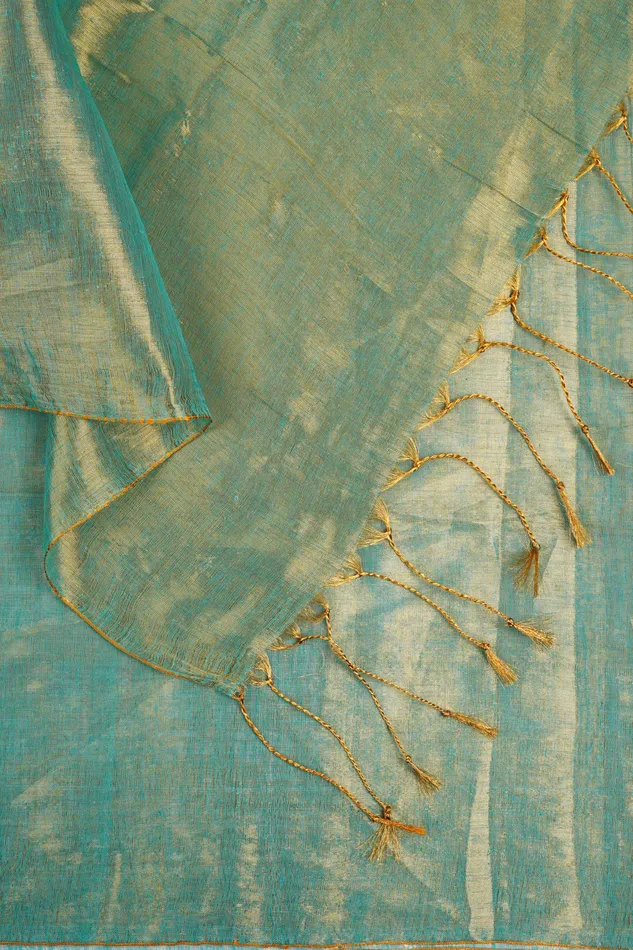 Teejh Earrings Teejh Trishika Peacock Green Tissue Saree Teejh Earrings Teejh Trishika Peacock Green Tissue Saree