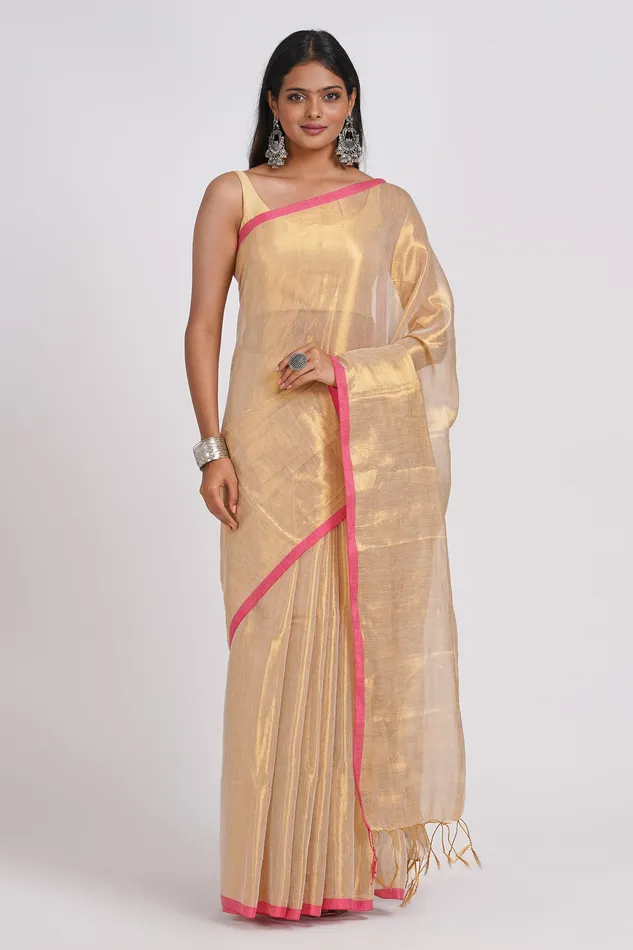 Teejh Idayini Off White Organic Tissue Silk Saree Teejh Rings Teejh Idayini Off White Organic Tissue Silk Saree Teejh Rings