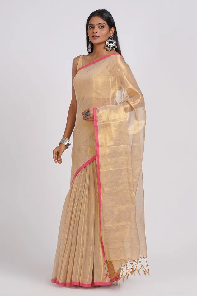 Teejh Idayini Off White Organic Tissue Silk Saree Teejh Rings Teejh Idayini Off White Organic Tissue Silk Saree Teejh Rings