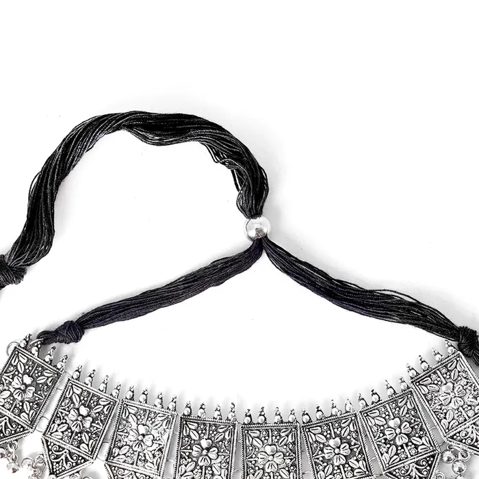 Teejh Necklaces Teejh Dyuti Antique Silver Polish Choker Necklace Set