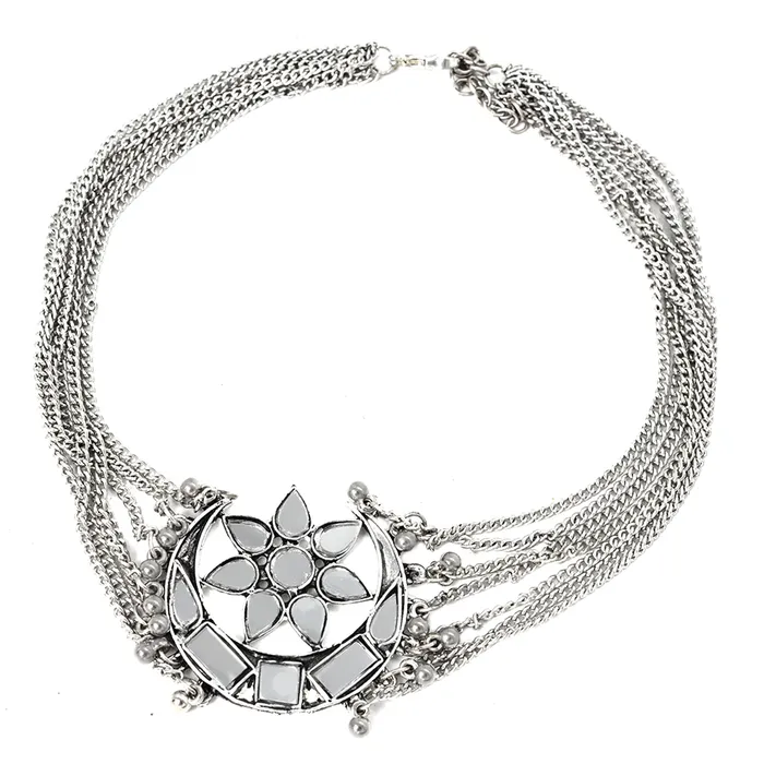 Teejh Rings Janvi Silver Oxidized Mirror Jewelry Gift Set