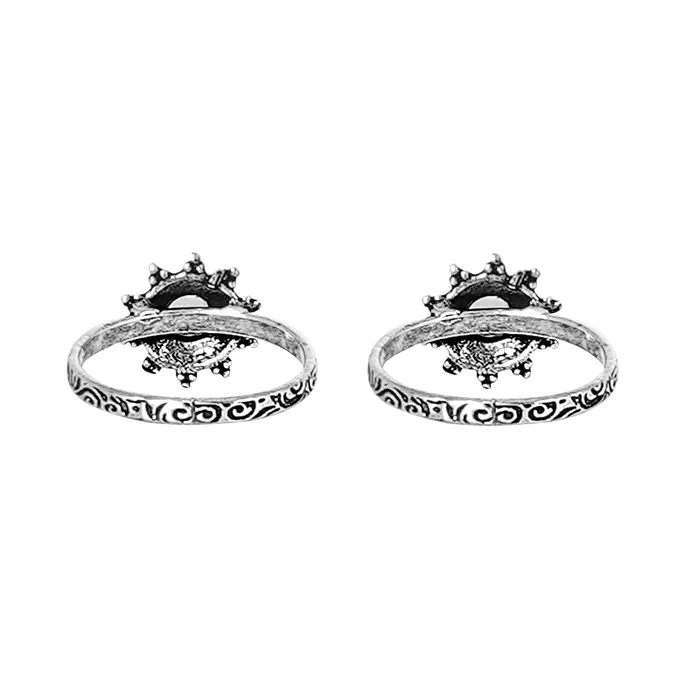 Teejh Rings Teejh Aashvi White Silver Oxidised Toe Rings Teejh Rings Teejh Aashvi White Silver Oxidised Toe Rings