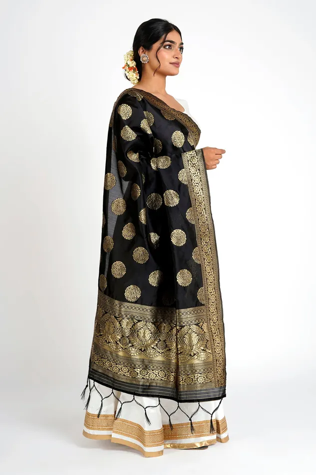Teejh Rings Teejh Devi Black Banarasi Dupatta