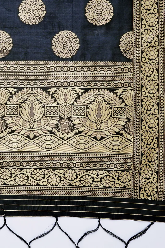 Teejh Rings Teejh Devi Black Banarasi Dupatta