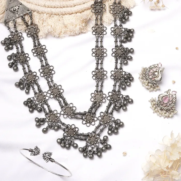 Teejh Sayona Silver Oxidised Jewelry Gift Set Teejh Rings
