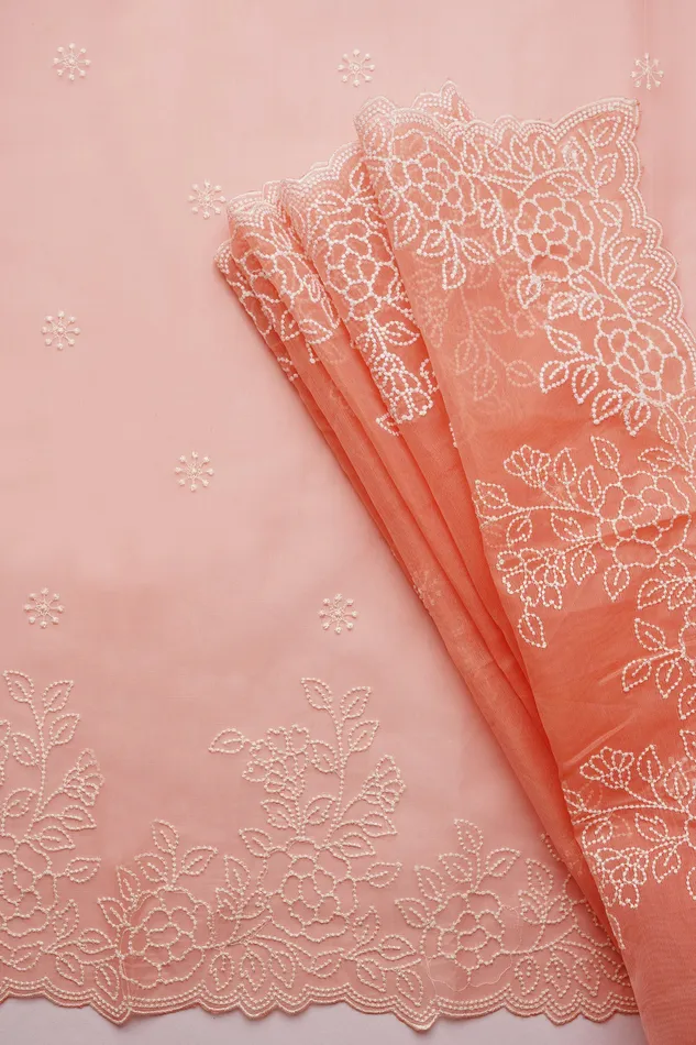 Teejh Tasneem Embroidered Organza Saree Teejh Earrings
