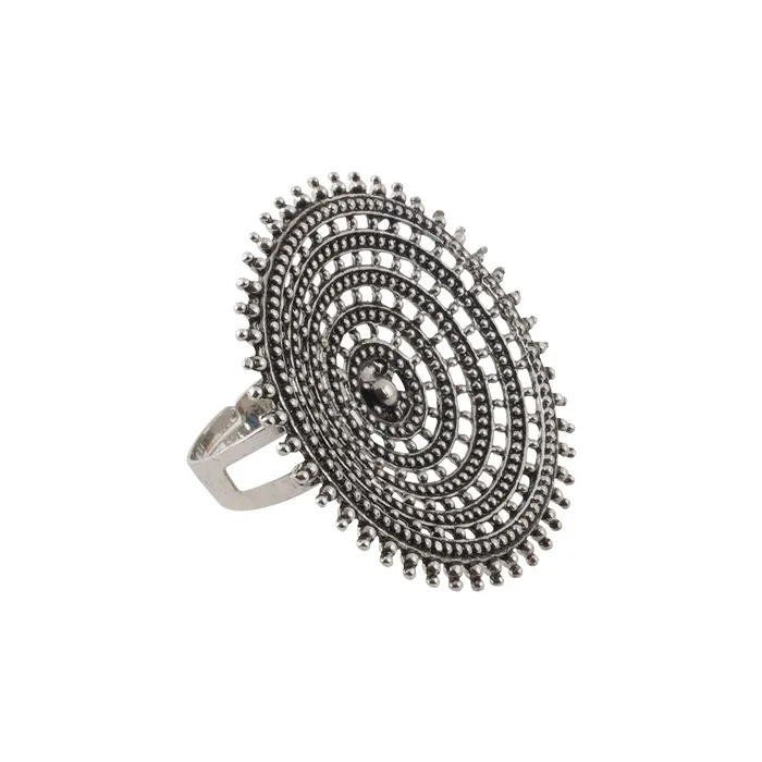 Teejh Teejh Aadhya Silver Oxidised Ring Rings