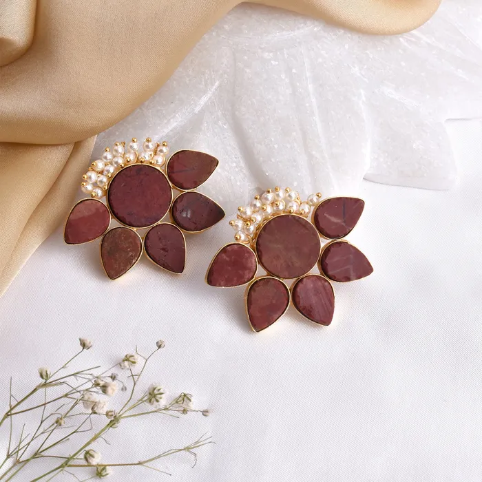 Teejh Teejh Aahan Red Stone Earrings Earrings