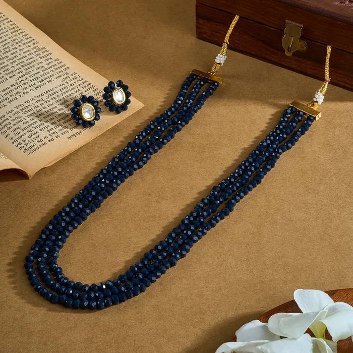 Teejh Teejh Nithila Dark blue Beaded Necklace Set Necklaces