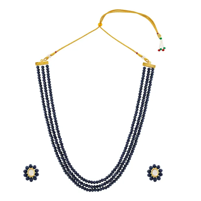 Teejh Teejh Nithila Dark blue Beaded Necklace Set Necklaces