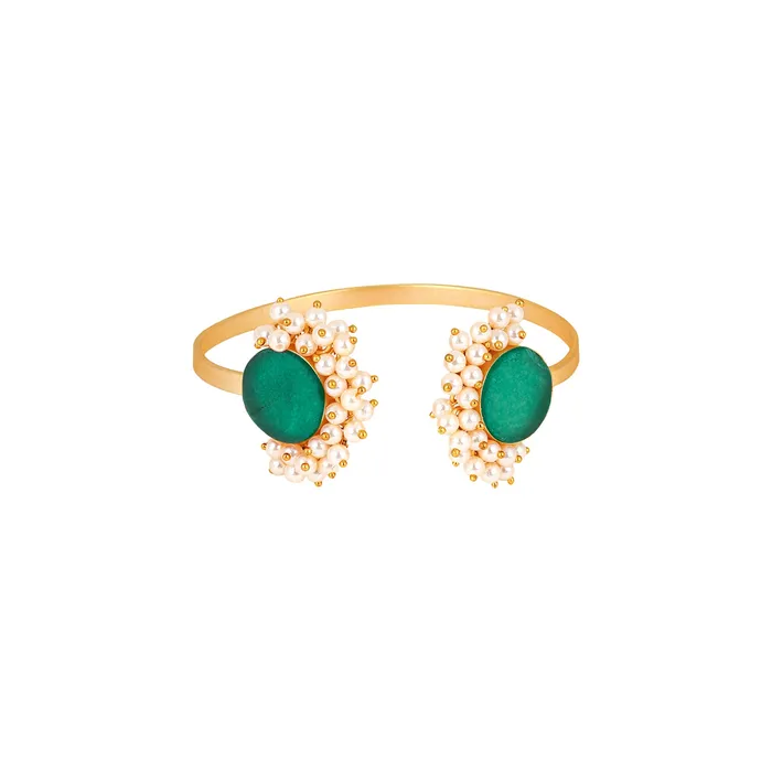 Teejh Teejh Piyali Green Studded Pearl Bracelet Bracelets Teejh Teejh Piyali Green Studded Pearl Bracelet Bracelets