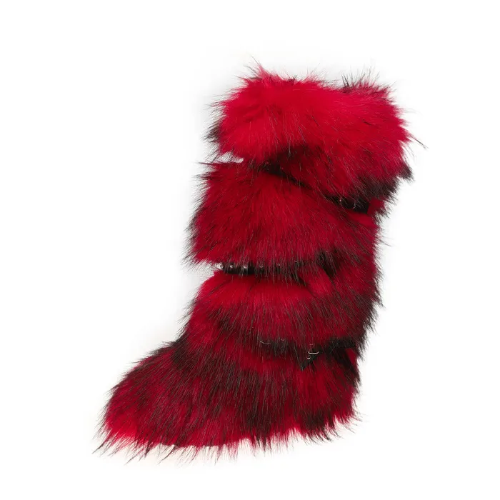 THE LUMI SHOP Earrings Dark Red Funky Tall Fuzzy Boots