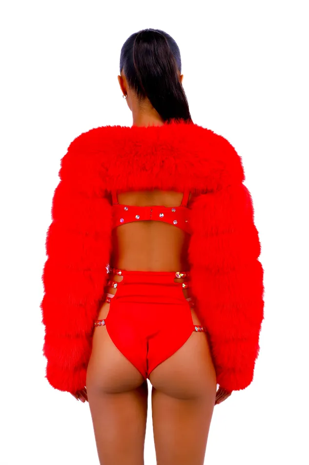 THE LUMI SHOP Earrings FULL OUTFIT Fuzzy Red Swan 3 pcs