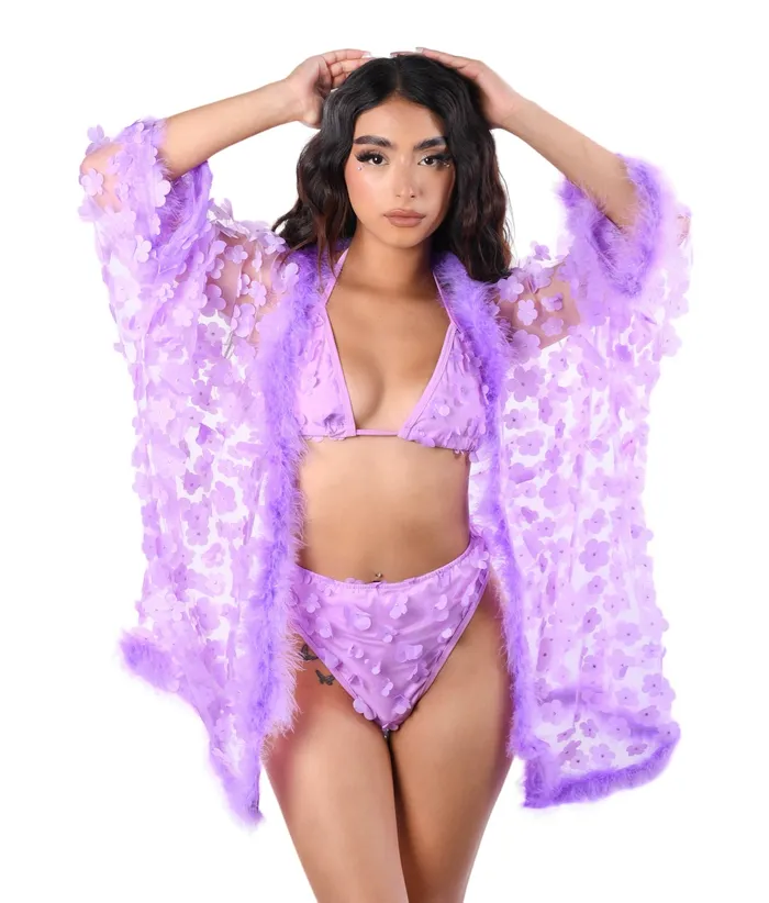 THE LUMI SHOP Earrings Fuzzy 3D Kimono Lilac Blossom