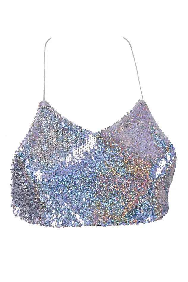 THE LUMi SHOP Earrings Reversible Sequin Top Halter Top Holographic