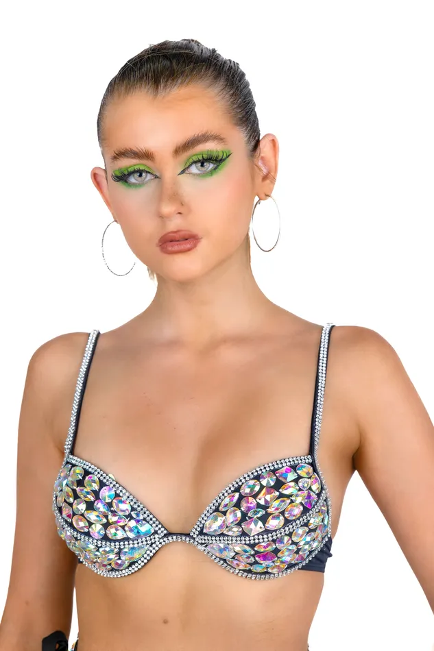 THE LUMI SHOP Midnight Escape Rhinestone Top Earrings