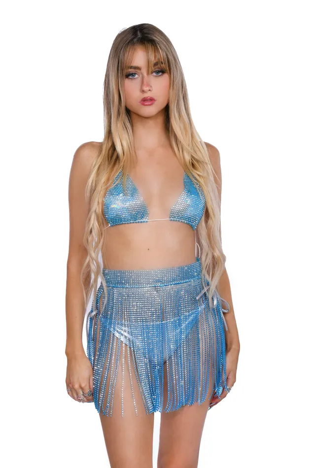 THE LUMI SHOP Rings Blue Rhinestone Tassel Set