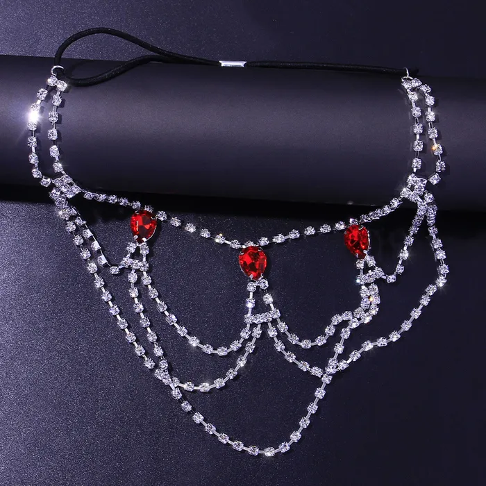 THE LUMI SHOP Rings Red Silver Rhinestone Leg Wrap Leg Chains