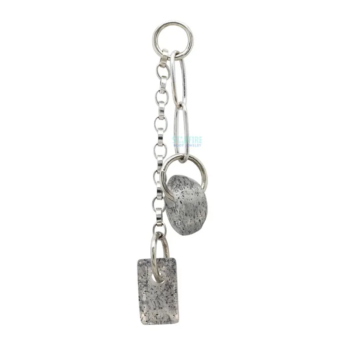 The Two Step Chain Charm in Gold with Labradorite Hialeah Fine Jewelry Earrings