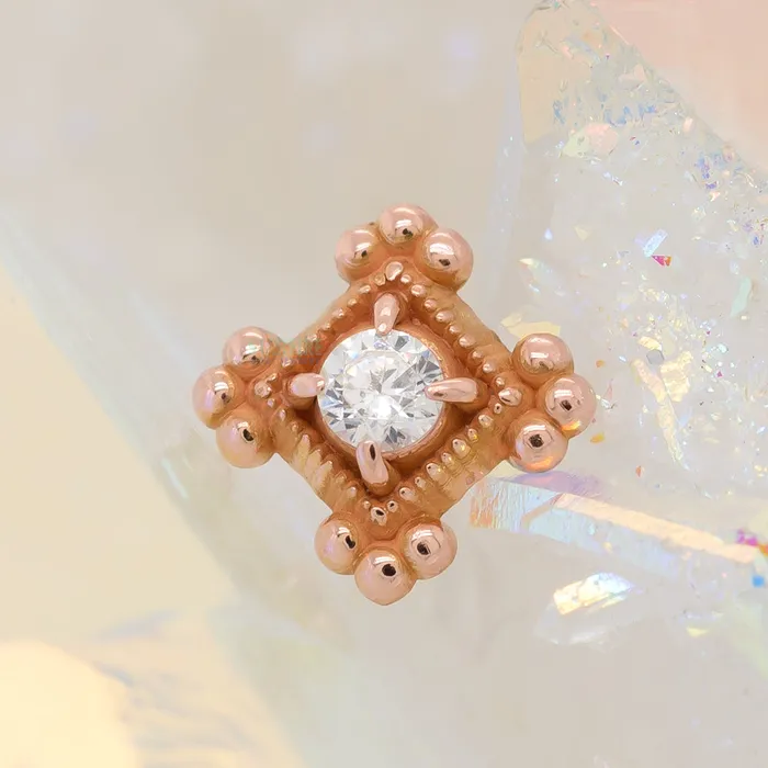 threadless Grace End in Gold with CZ Maya Jewelry Earrings