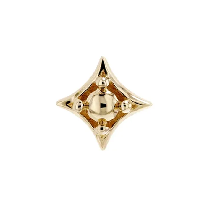 threadless Zara End in Gold with Gold Ball Modern Mood Earrings