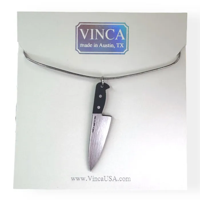 VincaUSA Necklaces Chefs Knife Necklace in SilverBlack