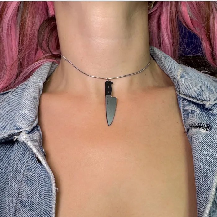VincaUSA Necklaces Chefs Knife Necklace in SilverBlack
