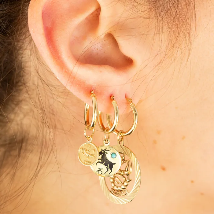 Vintage Earrings Austrian Large Ferris Wheel 14k Gold and Enamel Charm