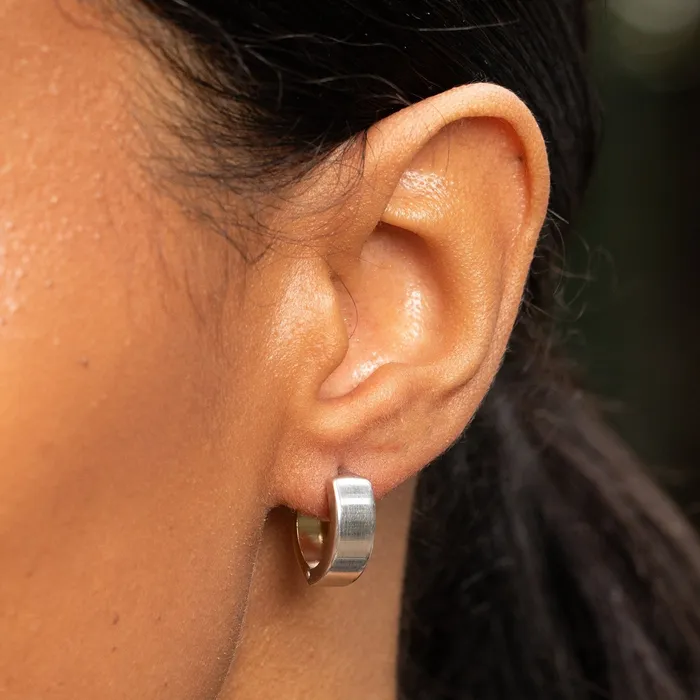 Vintage Earrings BiColor 14K Gold Huggie Hoop Earrings