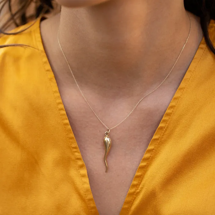 Vintage Earrings Cornicello 14K Gold Charm