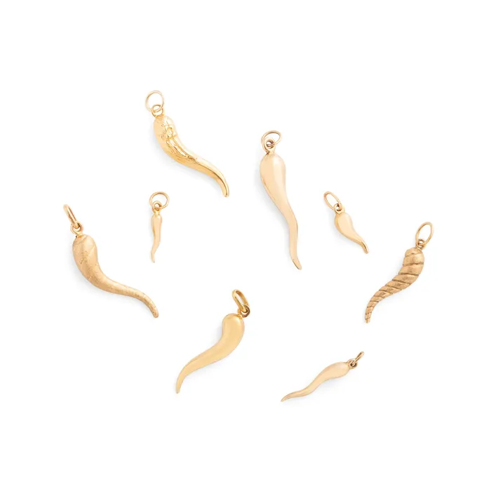 Vintage Earrings Cornicello 14K Gold Charm