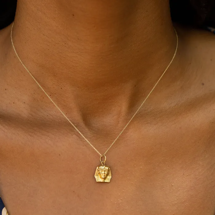 Vintage Earrings Pharaohs Head 14k Gold Charm