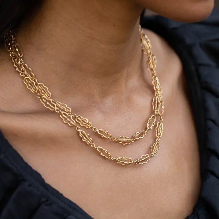 Vintage Necklaces Fancy Link 37 18k Gold Chain Necklace