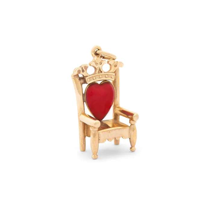 Vintage Necklaces Heart Throne With Enamel And 14k Gold Charm