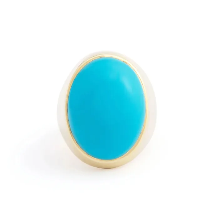 Vintage Rings Large Turquoise and 14k Gold Ring