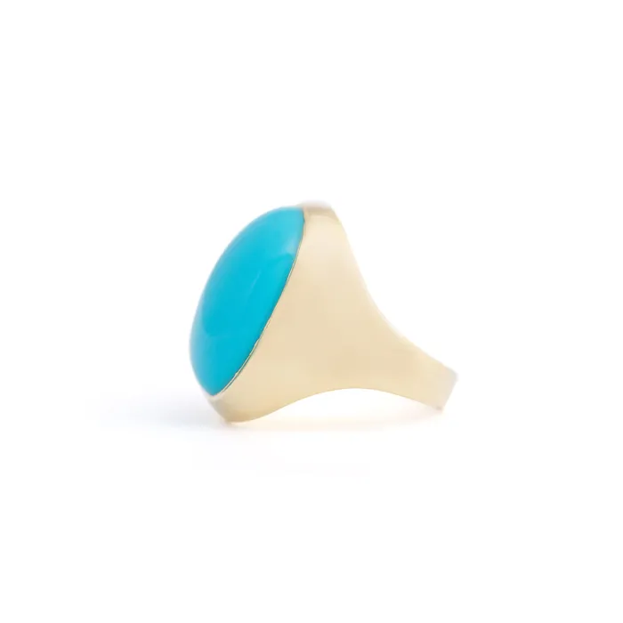 Vintage Rings Large Turquoise and 14k Gold Ring