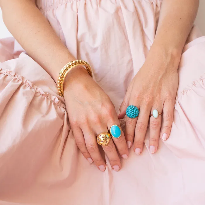 Vintage Rings Large Turquoise and 14k Gold Ring