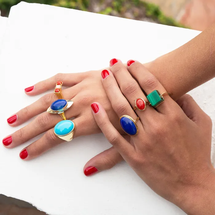 Vintage Rings Large Turquoise and 14k Gold Ring