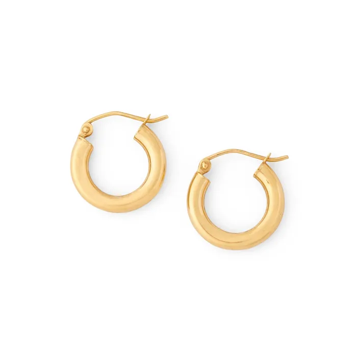 Vintage Small 14k Gold Tube Hoop Earrings Earrings
