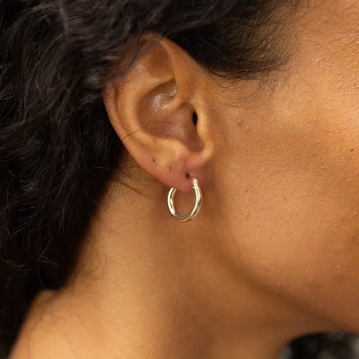 Vintage Small 14k Gold Tube Hoop Earrings Earrings