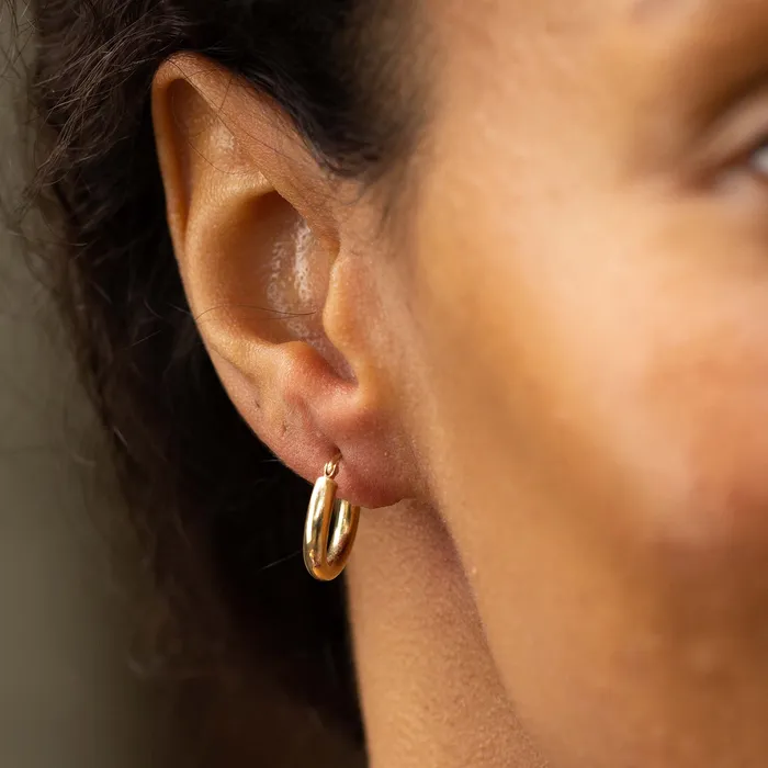 Vintage Small 14k Gold Tube Hoop Earrings Earrings
