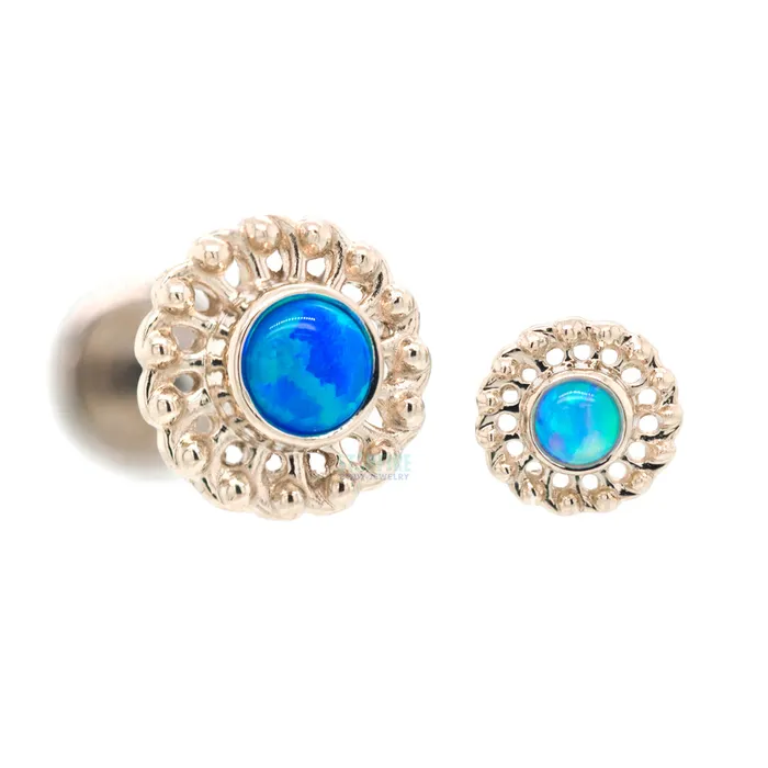 Virtue Threaded End in White Gold with Opal Anatometal Earrings