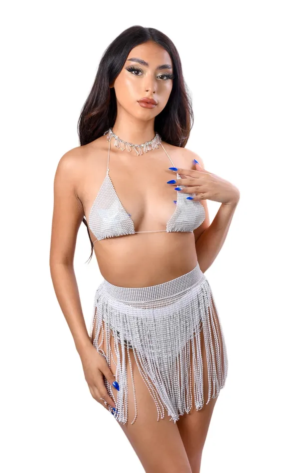 White Rhinestone Tassel Set THE LUMI SHOP Rings