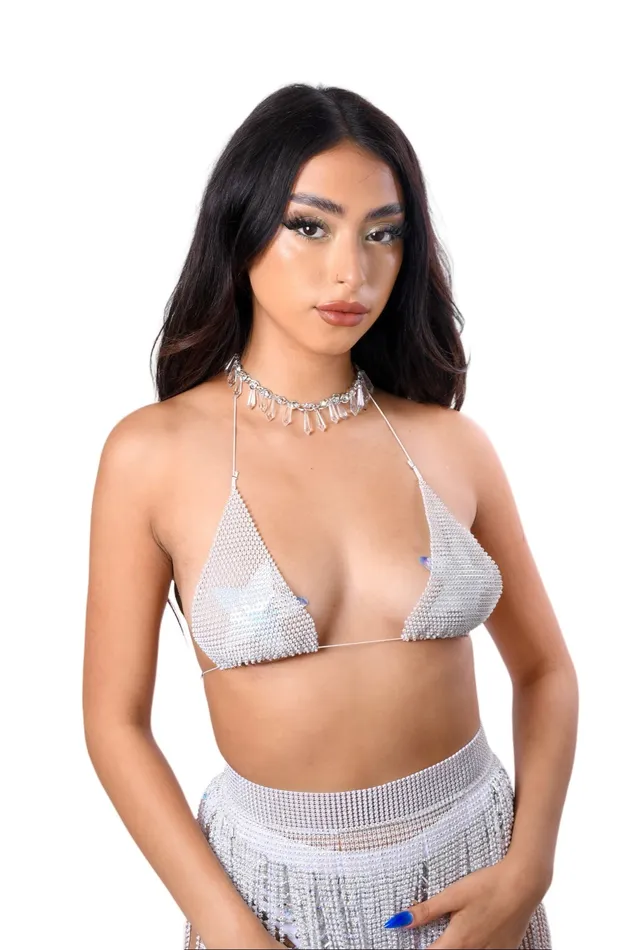 White Rhinestone Tassel Set THE LUMI SHOP Rings