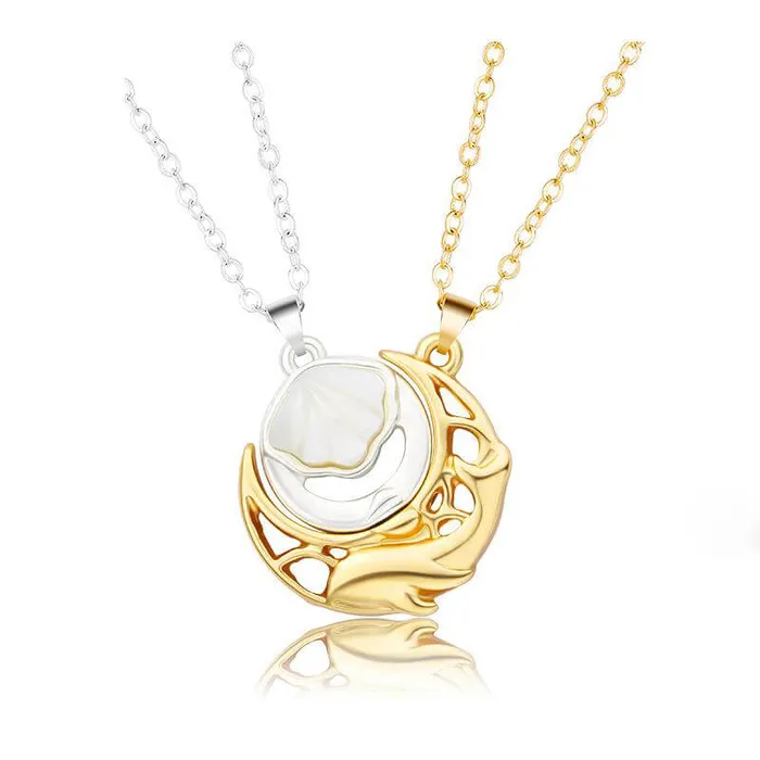 worldnetgifts Magnetic Shell and Whale Neckalce Set Earrings