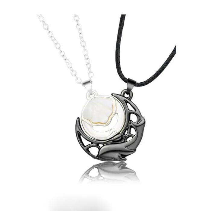 worldnetgifts Magnetic Shell and Whale Neckalce Set Earrings