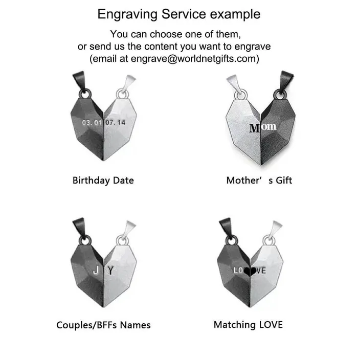 worldnetgifts Necklaces Personalized Magnetic Heart Necklace