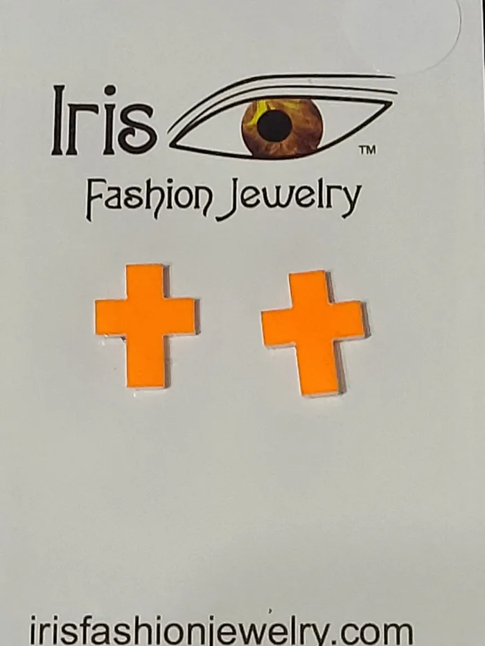 01 AZ998 Orange Cross Earrings Earrings